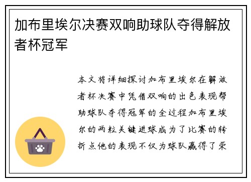 加布里埃尔决赛双响助球队夺得解放者杯冠军